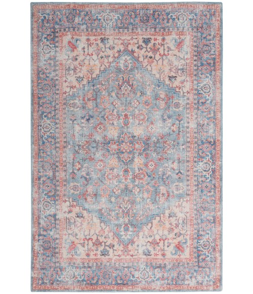 Nicole Curtis Machine Washable Series 1 Area Rug SR104 Blue/Multi 4' x 6'