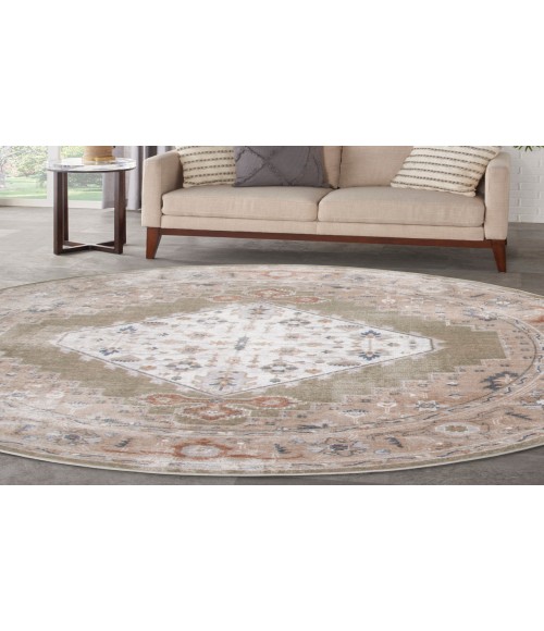 Nourison Astra Machine Washable Sage Multicolor ASW11 7 ft. 10 in. Round Rug
