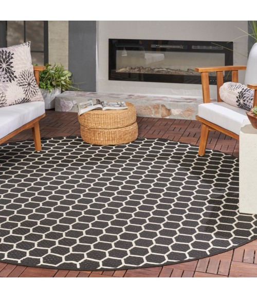 Nourison Twist Reversible Black TWS01 8 ft. X Round Rug