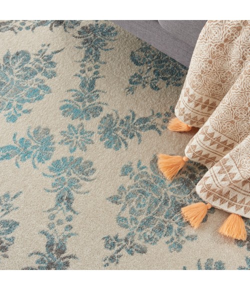 Nourison Tranquil Area Rug TRA09-Ivory/Turquoise