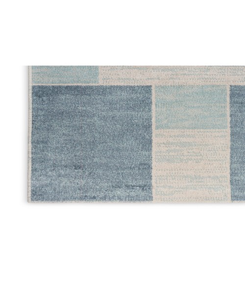 Nourison Astra Machine Washable Blue Ivory ASW09 2 ft. 2 in. X 8 ft. Rectangle Rug