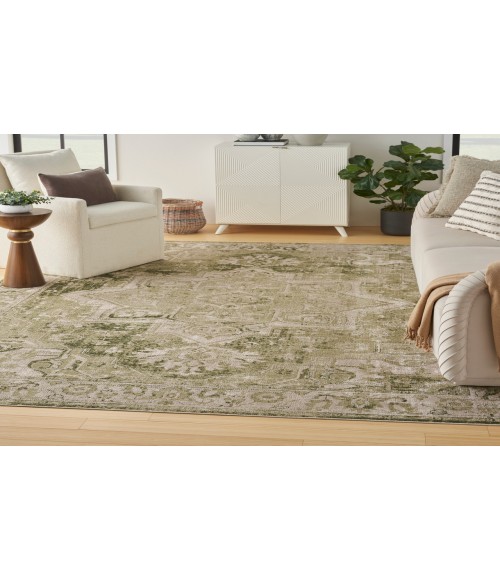 Nourison Astra Machine Washable Ivory Green ASW12 7 ft. 10 in. X 10 ft. Rectangle Rug