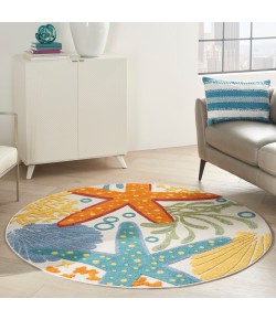 Nourison Home Aloha ALH24 Multicolor 5 ft. 3 in. Round Area Rug