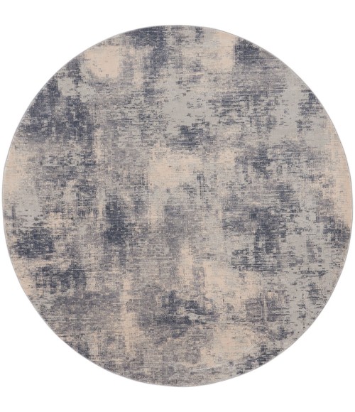 Nourison Rustic Textures Area Rug RUS02 Blue/Ivory 5'3" Round