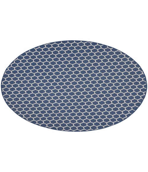 Nourison Reversible Indoor Outdoor Navy RVB01 8 ft. Round Rug