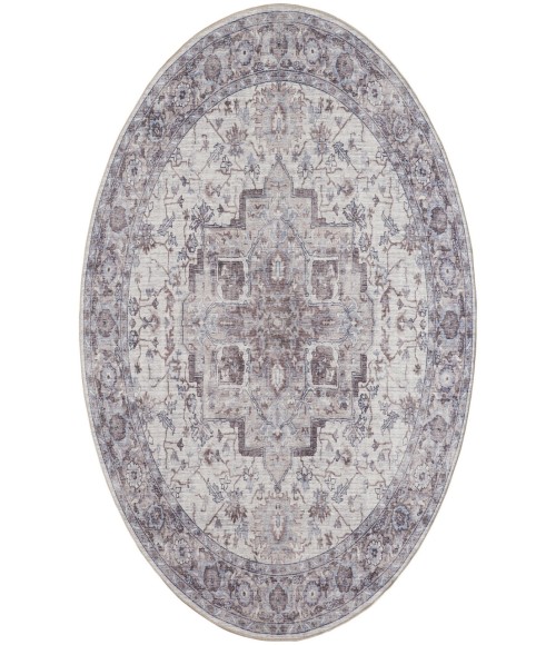 Nicole Curtis Machine Washable Series 1 Ivory Beige SR101 7 ft. 10 in. Round Rug