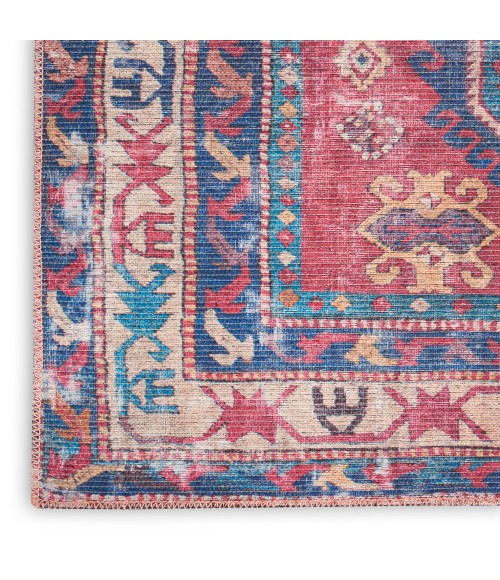 Nicole Curtis Machine Washable Series 1 Area Rug SR105 Red/Navy