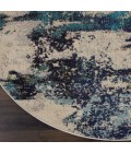 Nourison Celestial Round Area Rug CES02-Ivory/Teal Blue