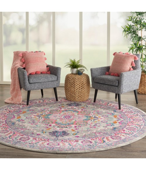 Nourison Passion Area Rug PSN20 Light Grey/Pink 8' x ROUND