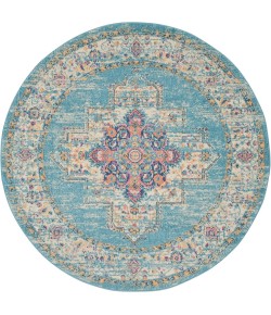 Nourison Passion - Psn03 Light Blue Area Rug 5 ft. 3 X Round