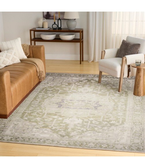 Nourison Vintage Washables Green Rug VWS08 9 ft. 10 in. X 13 ft. 2 in. Rect. - Rugs Town Nourison Vintage Washables Green VWS08 9 ft. 10 in. X 13 ft. 2 in. Rect. Rug