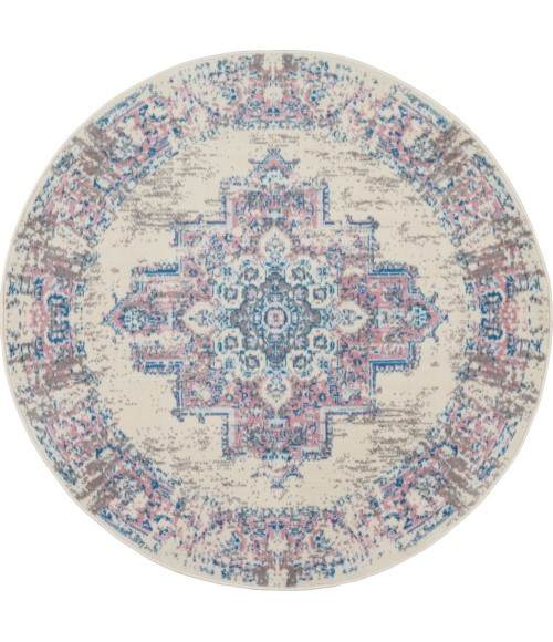 Nourison Grafix Round Area Rug GRF14-Ivory/Pink