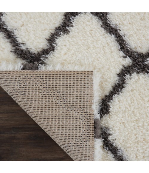 Nourison ULTRA PLUSH SHAG Area Rug Nourison Ultra Plush Shag Runner Area Rug ULP02-Ivory/Charcoal