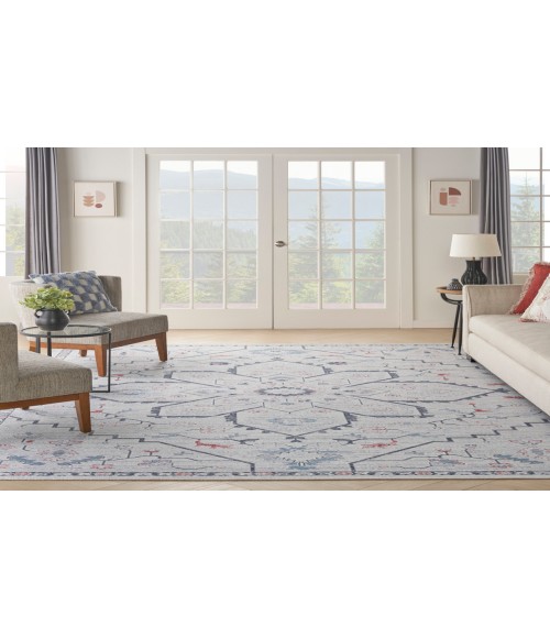 Nicole Curtis Machine Washable Series 1 Ivory Blue SR110 9 ft. 2 in. X 12 ft. Rectangle Rug