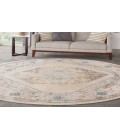 Nourison Astra Machine Washable Ivory Blue ASW13 5 ft. 3 in. Round Rug