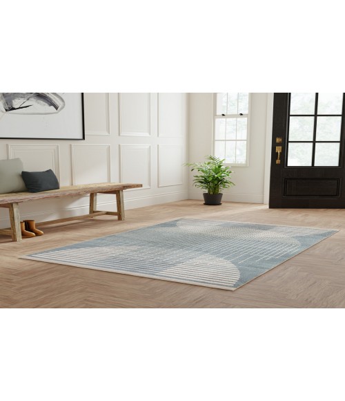 Nourison Astra Machine Washable Blue ASW03 5 ft. 3 in. X 7 ft. Rectangle Rug