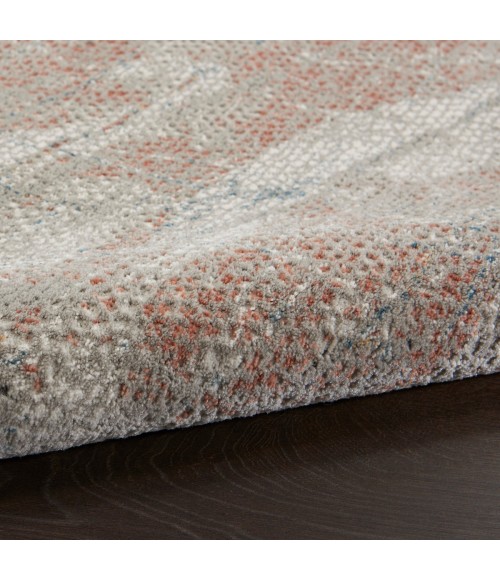 Nourison Rustic Textures Area Rug RUS15 Light Grey/Rust 7'10" Round
