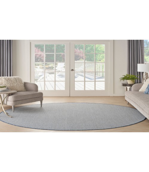 Nourison Courtyard Ivory Blue COU01 6 ft. Round Rug