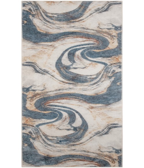 Nourison Astra Machine Washable Ivory Blue ASW15 2 ft. X 6 ft. Rectangle Rug