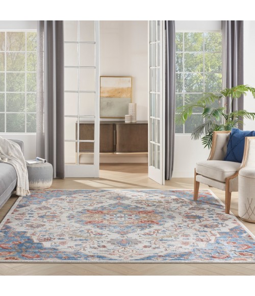 Elation Area Rug Nourison Elation Area Rug ETN09 Ivory Blue 9' x 12'