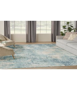 Nourison Astra Machine Washable Blue Ivory ASW07 7 ft. 10 in. X 10 ft. Rectangle Rug