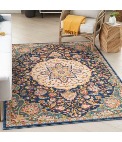 Nourison Passion - Psn22 Navy Multicolor Area Rug 5 ft. 3 in. X 7 ft. 3 in. Rectangle