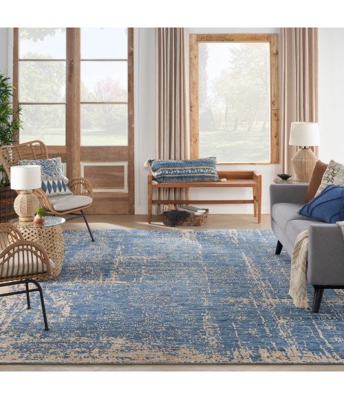 Nourison Luna Dark Blue Mocha LUN01 9 ft. X 12 ft. Rect. Rug
