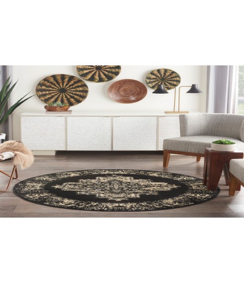 Nourison Grafix Black GRF14 4 ft. Round Rug