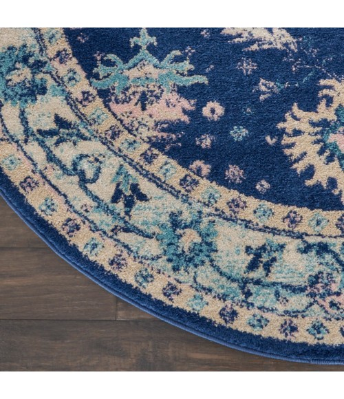 Nourison Tranquil Round Area Rug TRA10-Navy/Ivory