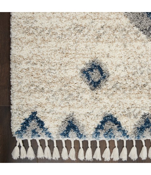 Nourison Scandinavian Shag Ivory/Blue Rug SCN03 5 ft. 3 in. X 7 ft. 9 in. Rect. - Rugs Town Nourison Scandinavian Shag Ivory/Blue SCN03 5 ft. 3 in. X 7 ft. 9 in. Rect. Rug