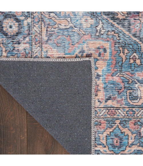 Nicole Curtis Machine Washable Series 1 Area Rug SR101 Blue 7' Runner