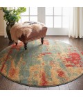 Nourison Somerset Round Area Rug ST91-Teal/Multicolor