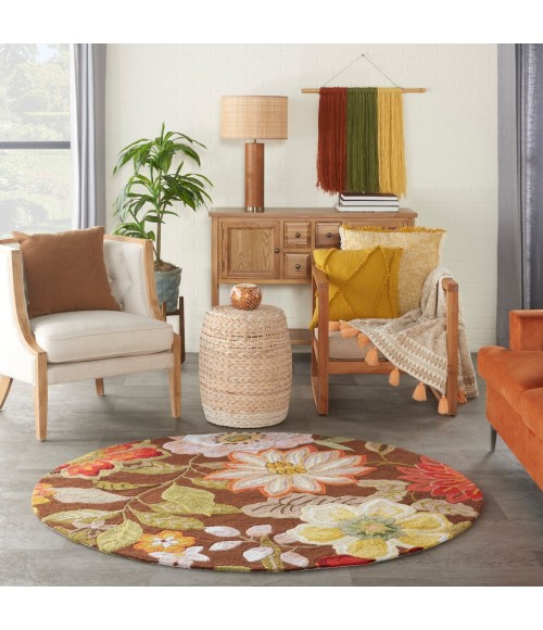 Nourison FANTASY Area Rug Nourison Fantasy Round Area Rug FA18-Chocolate