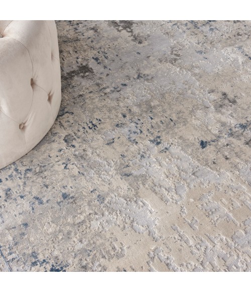 Nourison Rustic Textures Area Rug RUS07 Ivory Grey Blue 5'3" Round