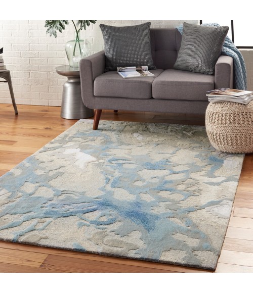 Nourison SYMMETRY Area Rug Nourison Symmetry Area Rug SMM07-Light Blue/Ivory