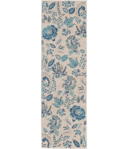 Nourison Tranquil Runner Area Rug TRA02-Ivory/Light Blue