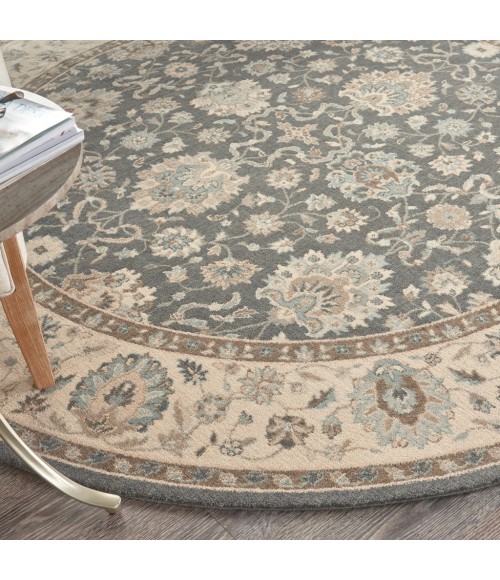 Nourison Living Treasures Round Area Rug LI16-Grey/Ivory