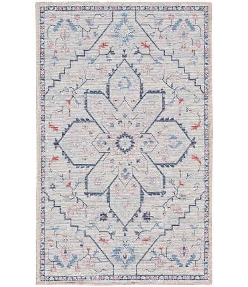 Nicole Curtis Machine Washable Series 1 Ivory Blue SR110 2 ft. X 3 ft. 9 in. Rectangle Rug