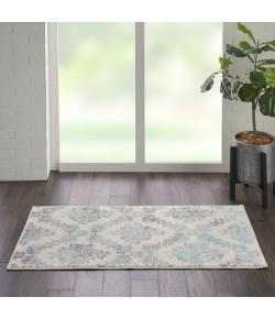 Nourison Tranquil(Traql) - Tra09 Ivory Turquoise Area Rug 2 ft. X 4 ft. Rectangle