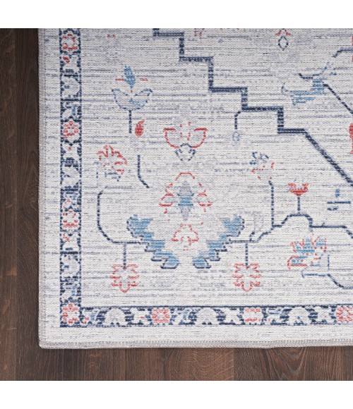 Nicole Curtis Machine Washable Series 1 Area Rug SR110 Ivory Blue