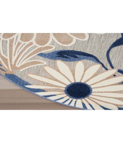 Nourison Aloha Blue Grey ALH33 5 ft. 3 in. Round Rug