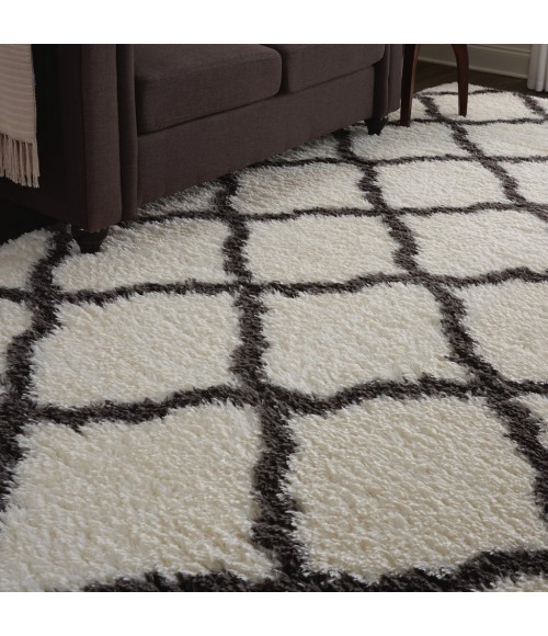 Nourison ULTRA PLUSH SHAG Area Rug Nourison Ultra Plush Shag Area Rug ULP02-Ivory/Charcoal