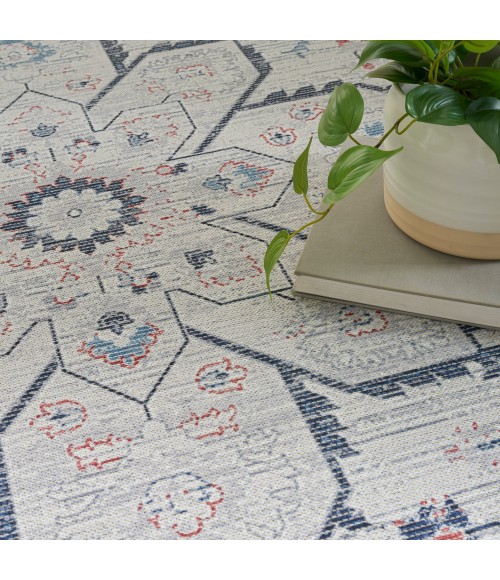 Nicole Curtis Machine Washable Series 1 Area Rug SR110 Ivory Blue