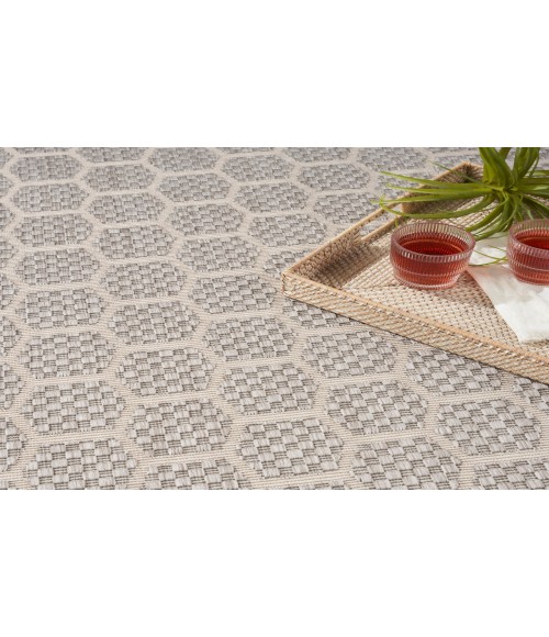 Nourison Reversible Indoor Outdoor Grey RVB01 8 ft. X 10 ft. Rectangle Rug