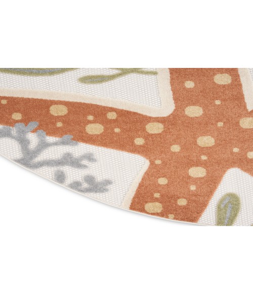 Nourison Aloha Ivory Multicolor ALH24 7 ft. 10 in. Round Rug