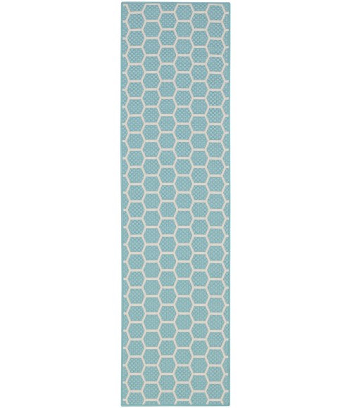 Nourison Reversible Indoor Outdoor Aqua RVB01 2 ft. 2 in. X 8 ft. Rect. Rug