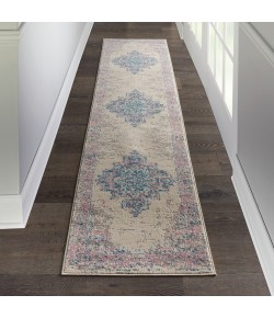 Nourison Home Grafix GRF14 Ivory Pink 2 ft. 3 in. X 12 ft. Area Rug