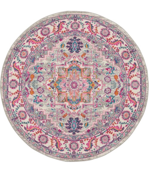 Nourison Passion Area Rug PSN20 Light Grey/Pink 5'3" x ROUND