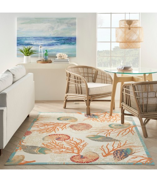 Waverly Wav01/Sun & Shade Area Rug SND92 Ivory/Multi 5'3" x 7'5"