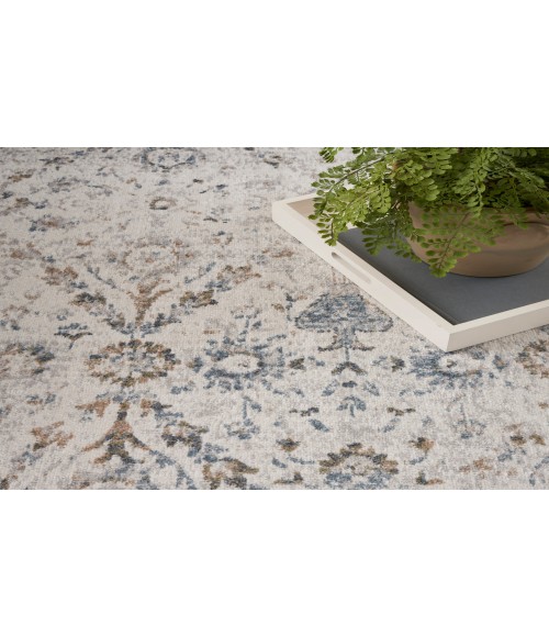 Nourison Astra Machine Washable Ivory Blue ASW16 5 ft. 3 in. X 7 ft. Rectangle Rug